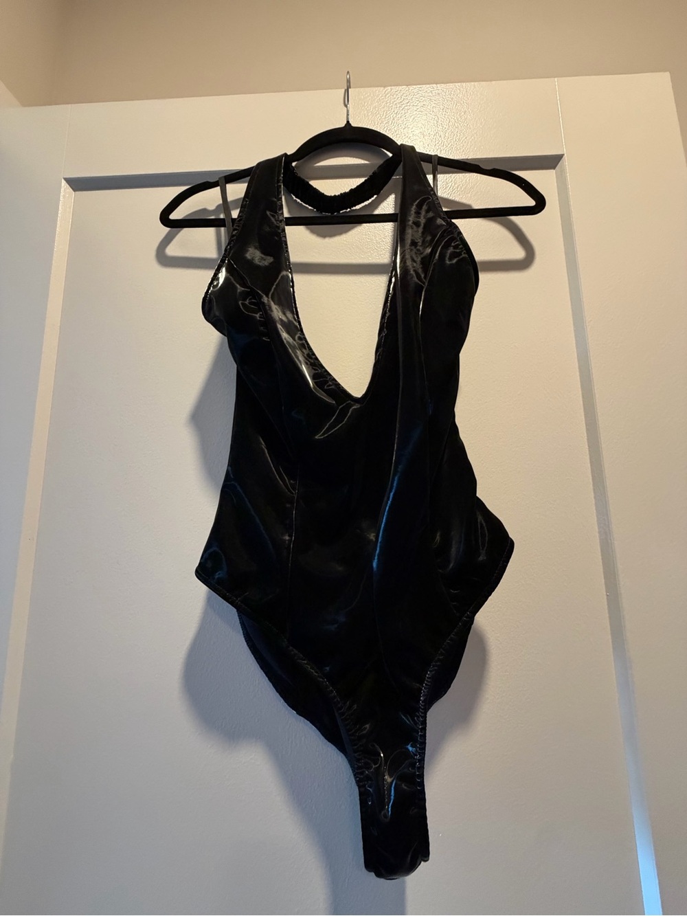Black leather bodysuit